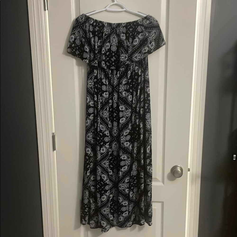 Elegant Black and White Off-Shoulder Dress